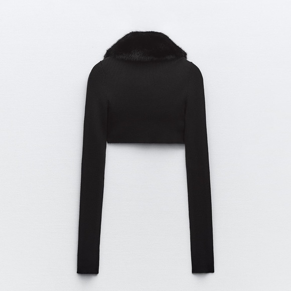 ZARA KNIT ARM WARMERS WITH FAUX FUR COLLAR - Picture 3 of 5